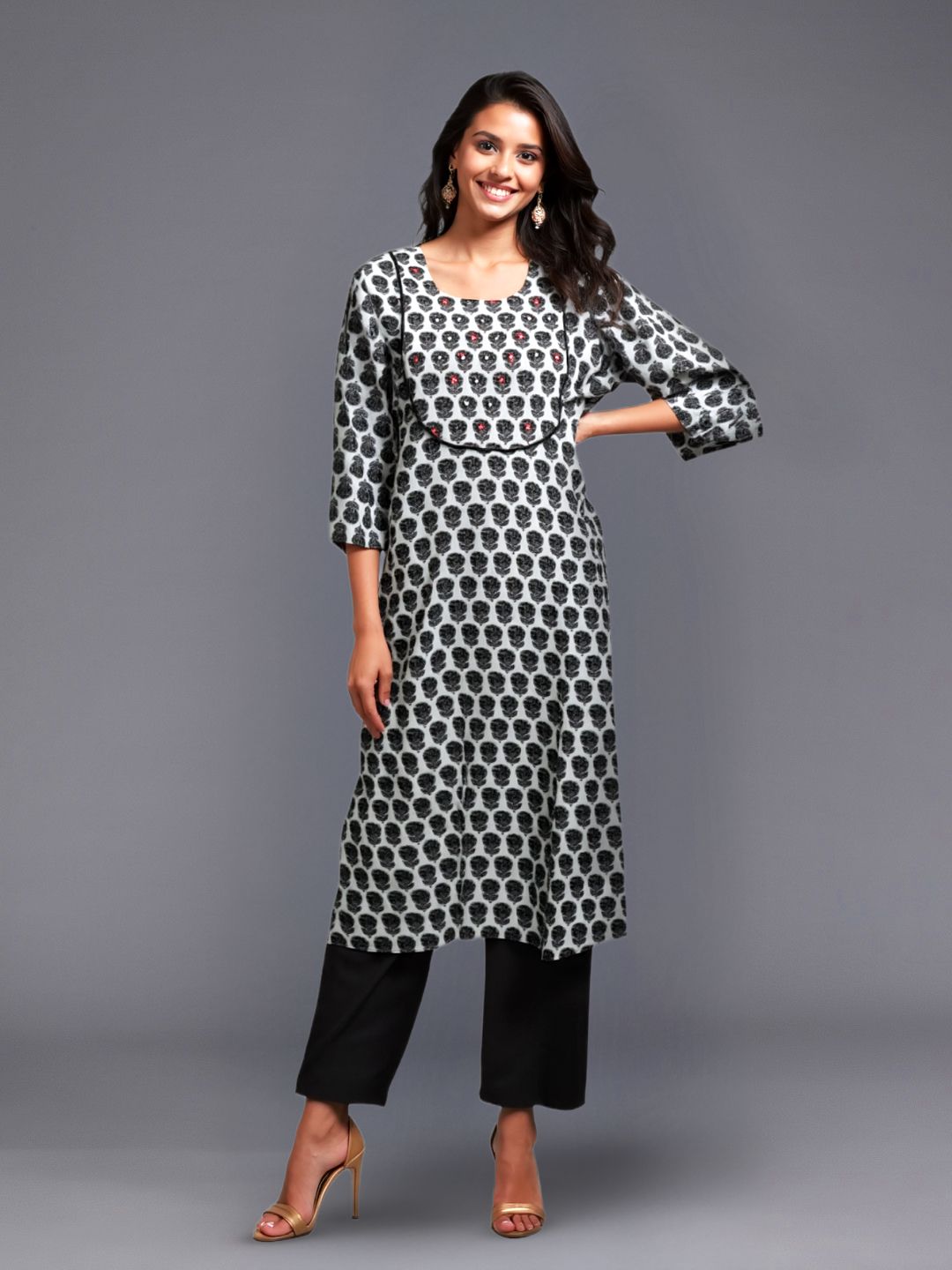 Picture of Sleek and Stylish Printed Straight Kurta with Pant Set